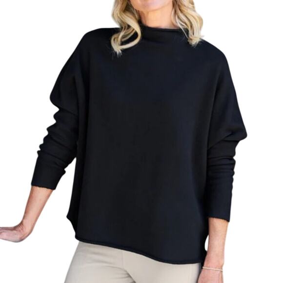 Frank & Eileen Tops - Frank & Eileen Effie Long Sleeve Funnel neck Capelet Triple Fleece Black S NWOT
